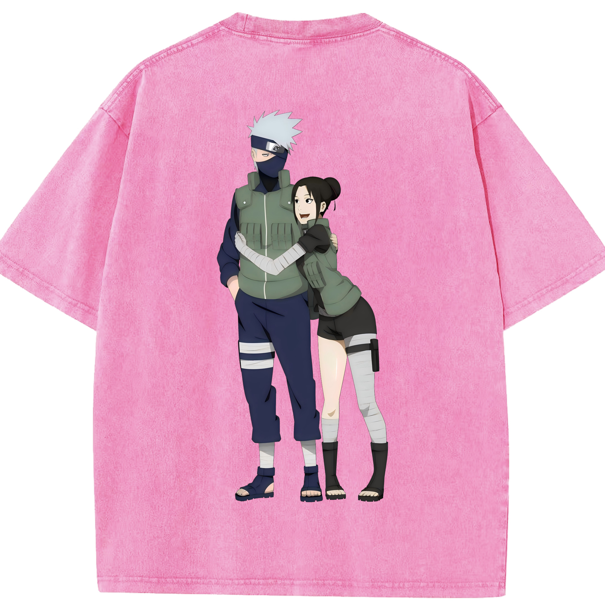 （画像用） NARUTO -ナルト- はたけ カカシ Hatake Kakashi 綿100% ヴィンテージ風 半袖Tシャツ（背面プリント）